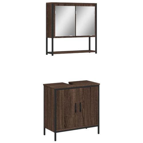 Ensemble de meubles de salle de bain 2 pcs Chêne marron - Photo n°2; ?>