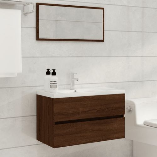 Ensemble de meubles de salle de bain 2 pcs Chêne marron - Photo n°2; ?>