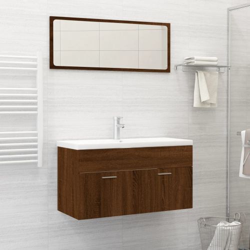 Ensemble de meubles de salle de bain 2 pcs Chêne marron - Photo n°2; ?>