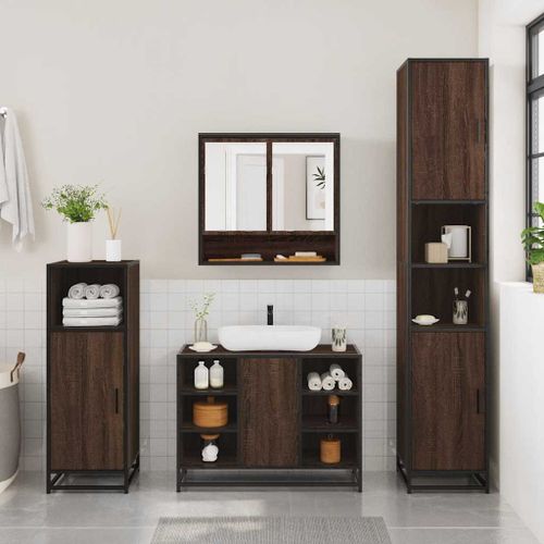 Ensemble de meubles de salle de bain 2 pcs Chêne marron - Photo n°3; ?>