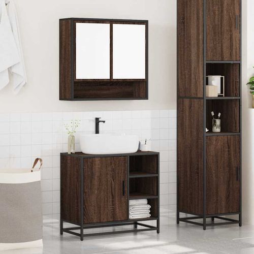 Ensemble de meubles de salle de bain 2 pcs Chêne marron - Photo n°3; ?>