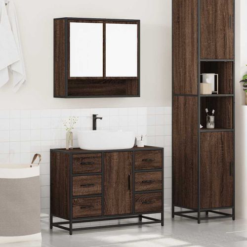 Ensemble de meubles de salle de bain 2 pcs Chêne marron - Photo n°3; ?>