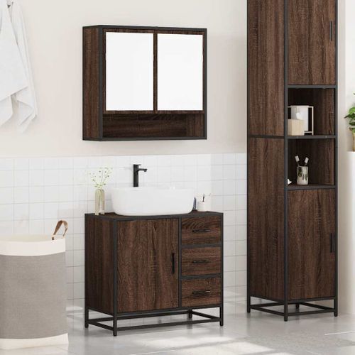 Ensemble de meubles de salle de bain 2 pcs Chêne marron - Photo n°3; ?>