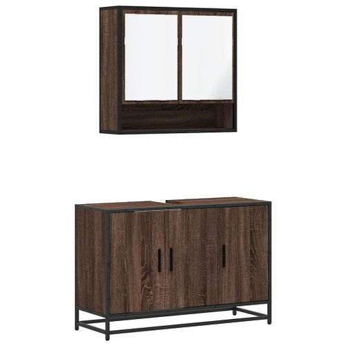 Ensemble de meubles de salle de bain 2 pcs Chêne marron - Photo n°2; ?>