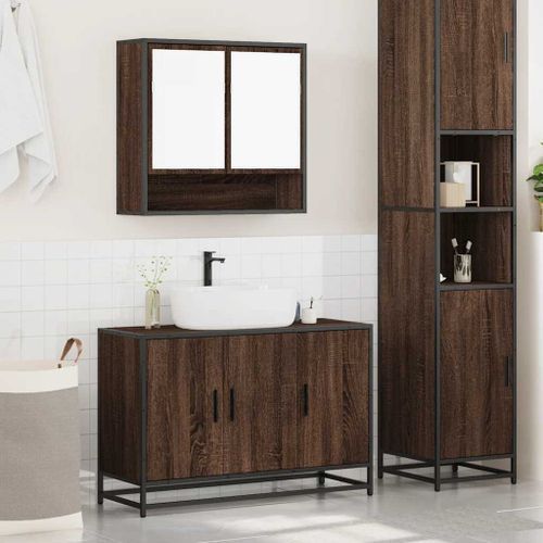 Ensemble de meubles de salle de bain 2 pcs Chêne marron - Photo n°3; ?>