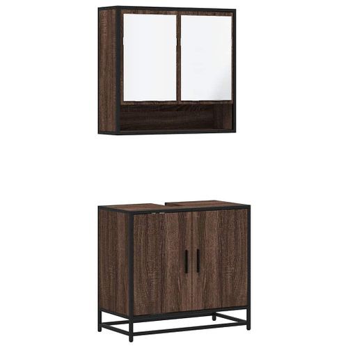 Ensemble de meubles de salle de bain 2 pcs Chêne marron - Photo n°2; ?>