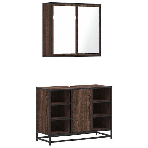 Ensemble de meubles de salle de bain 2 pcs Chêne marron - Photo n°2; ?>