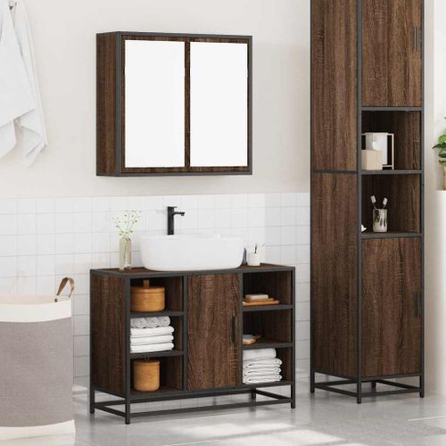 Ensemble de meubles de salle de bain 2 pcs Chêne marron - Photo n°3; ?>