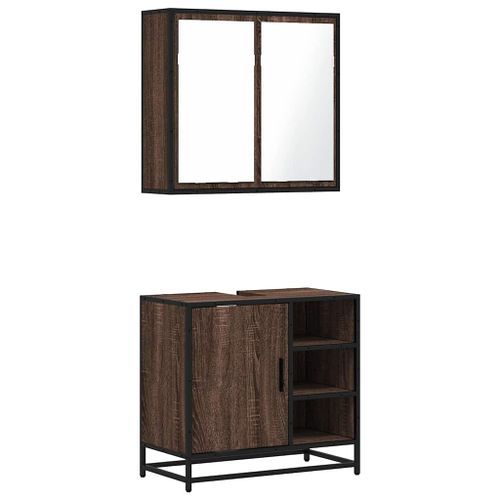 Ensemble de meubles de salle de bain 2 pcs Chêne marron - Photo n°2; ?>