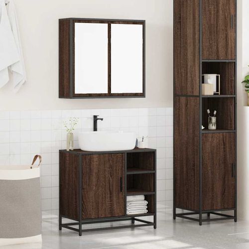 Ensemble de meubles de salle de bain 2 pcs Chêne marron - Photo n°3; ?>