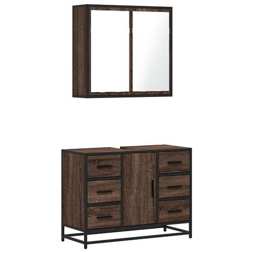 Ensemble de meubles de salle de bain 2 pcs Chêne marron - Photo n°2; ?>