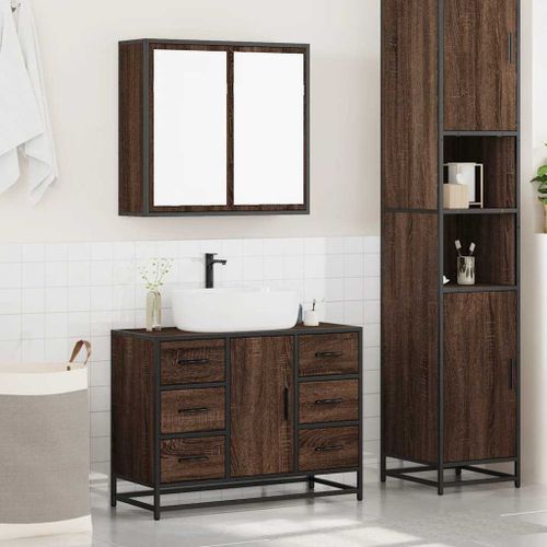 Ensemble de meubles de salle de bain 2 pcs Chêne marron - Photo n°3; ?>