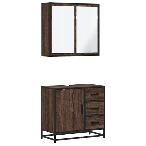 Ensemble de meubles de salle de bain 2 pcs Chêne marron - Photo n°2; ?>