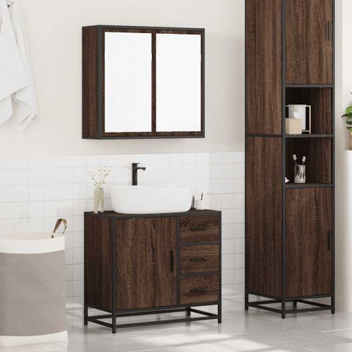 Ensemble de meubles de salle de bain 2 pcs Chêne marron - Photo n°3; ?>