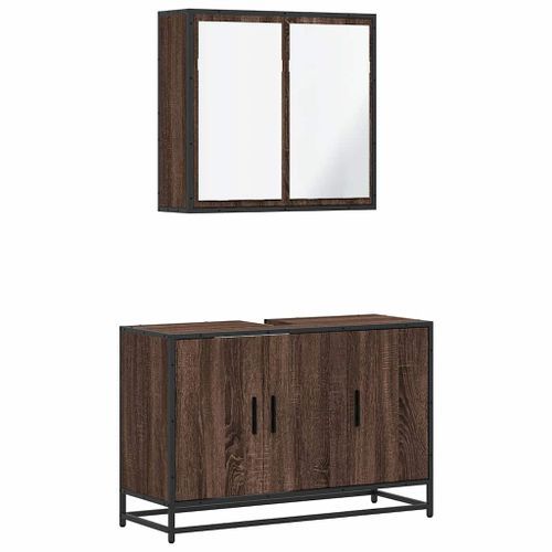 Ensemble de meubles de salle de bain 2 pcs Chêne marron - Photo n°2; ?>