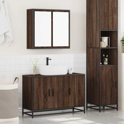 Ensemble de meubles de salle de bain 2 pcs Chêne marron - Photo n°3; ?>