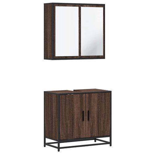 Ensemble de meubles de salle de bain 2 pcs Chêne marron - Photo n°2; ?>