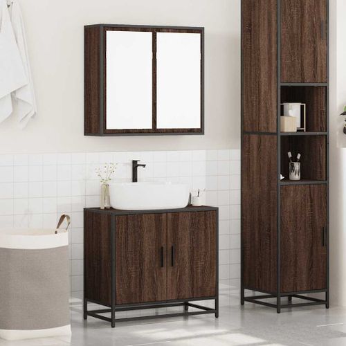 Ensemble de meubles de salle de bain 2 pcs Chêne marron - Photo n°3; ?>