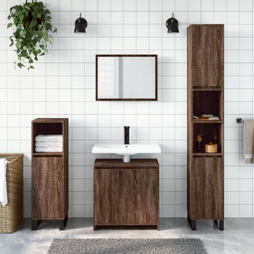 Ensemble de meubles de salle de bain 2 pcs Chêne marron - Photo n°3; ?>