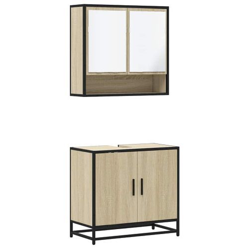 Ensemble de meubles de salle de bain 2 pcs chêne sonoma - Photo n°2; ?>