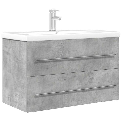 Ensemble de meubles de salle de bain 2 pcs gris béton - Photo n°2; ?>