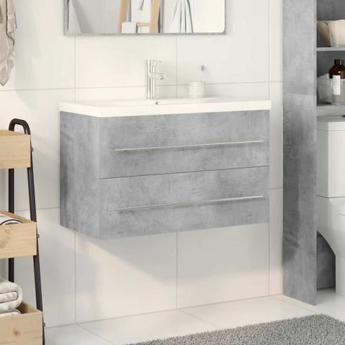 Ensemble de meubles de salle de bain 2 pcs gris béton - Photo n°3; ?>