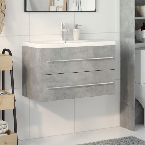 Ensemble de meubles de salle de bain 2 pcs gris béton - Photo n°3; ?>