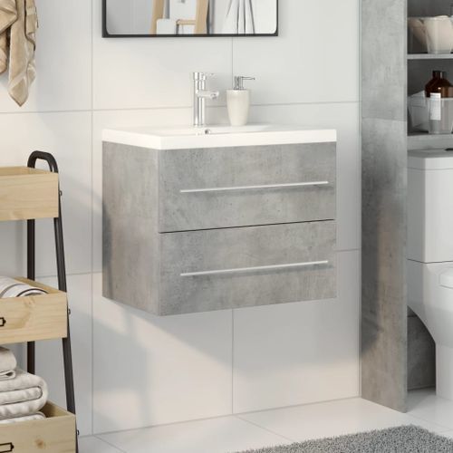 Ensemble de meubles de salle de bain 2 pcs gris béton - Photo n°3; ?>