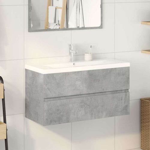 Ensemble de meubles de salle de bain 2 pcs gris béton - Photo n°3; ?>