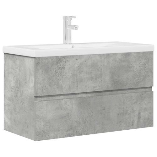 Ensemble de meubles de salle de bain 2 pcs gris béton - Photo n°2; ?>