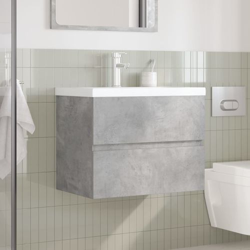 Ensemble de meubles de salle de bain 2 pcs gris béton - Photo n°3; ?>