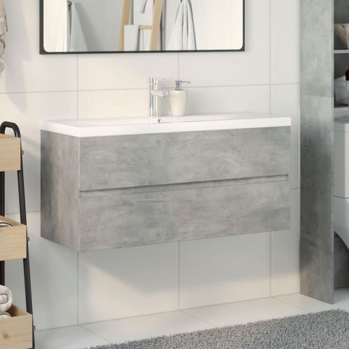 Ensemble de meubles de salle de bain 2 pcs gris béton - Photo n°3; ?>