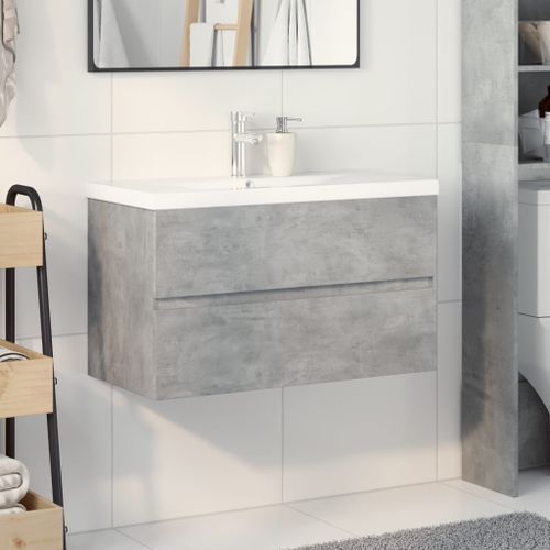 Ensemble de meubles de salle de bain 2 pcs gris béton - Photo n°3; ?>