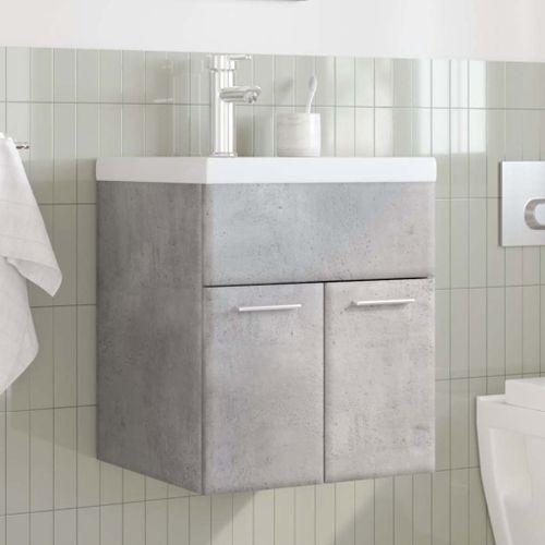 Ensemble de meubles de salle de bain 2 pcs gris béton - Photo n°3; ?>