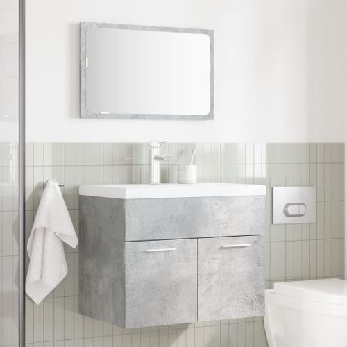 Ensemble de meubles de salle de bain 2 pcs gris béton - Photo n°3; ?>