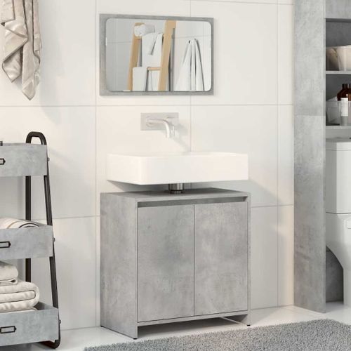 Ensemble de meubles de salle de bain 2 pcs gris béton - Photo n°3; ?>