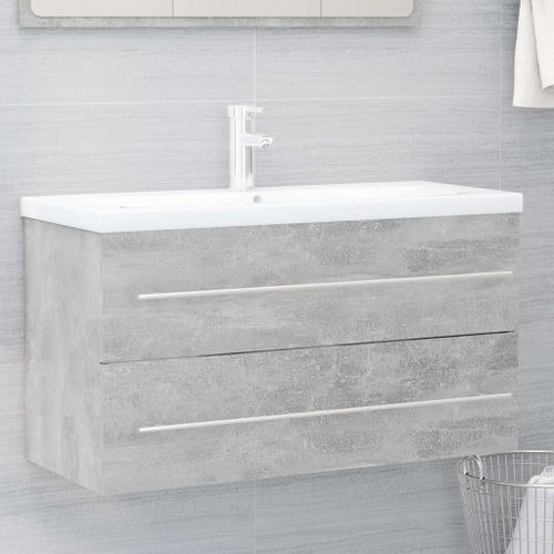 Ensemble de meubles de salle de bain 2 pcs Gris béton 6 - Photo n°3; ?>