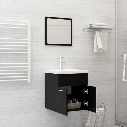 Ensemble de meubles de salle de bain 2 pcs Noir 13 - Photo n°3; ?>