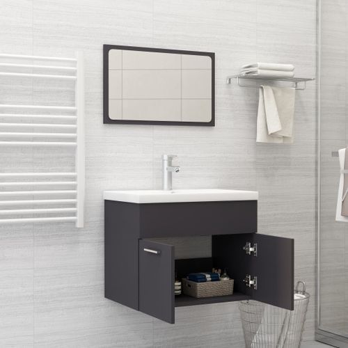 Ensemble de meubles de salle de bain 2 pcs Noir 12 - Photo n°3; ?>