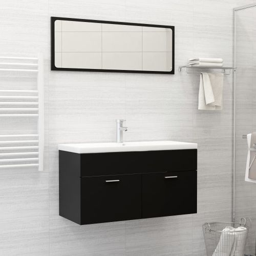 Ensemble de meubles de salle de bain 2 pcs Noir 11 - Photo n°2; ?>