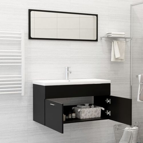 Ensemble de meubles de salle de bain 2 pcs Noir 11 - Photo n°3; ?>