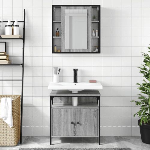 Ensemble de meubles de salle de bain 2 pcs Sonoma gris - Photo n°3; ?>