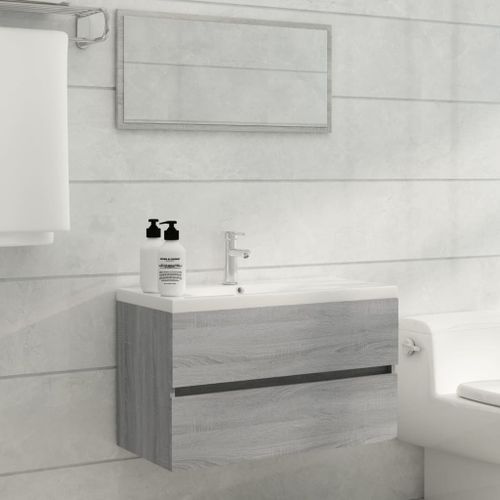 Ensemble de meubles de salle de bain 2 pcs Sonoma gris - Photo n°2; ?>