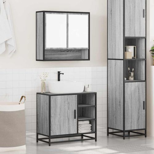 Ensemble de meubles de salle de bain 2 pcs Sonoma gris - Photo n°3; ?>