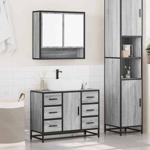 Ensemble de meubles de salle de bain 2 pcs Sonoma gris - Photo n°3; ?>