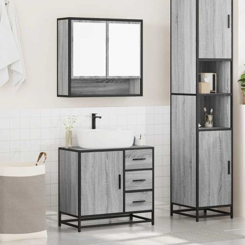 Ensemble de meubles de salle de bain 2 pcs Sonoma gris - Photo n°3; ?>