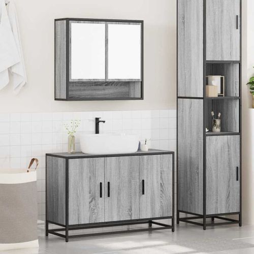 Ensemble de meubles de salle de bain 2 pcs Sonoma gris - Photo n°3; ?>