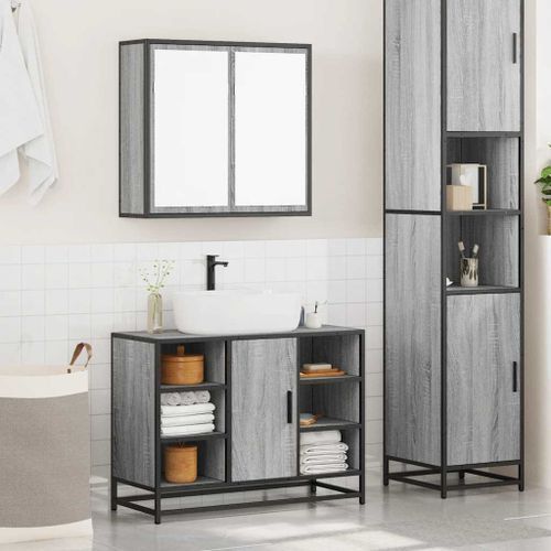 Ensemble de meubles de salle de bain 2 pcs Sonoma gris - Photo n°3; ?>