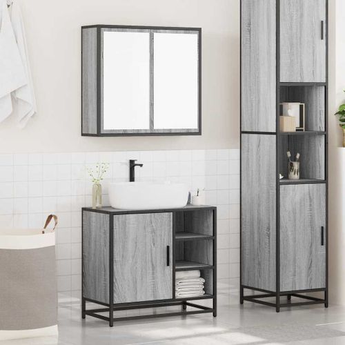 Ensemble de meubles de salle de bain 2 pcs Sonoma gris - Photo n°3; ?>