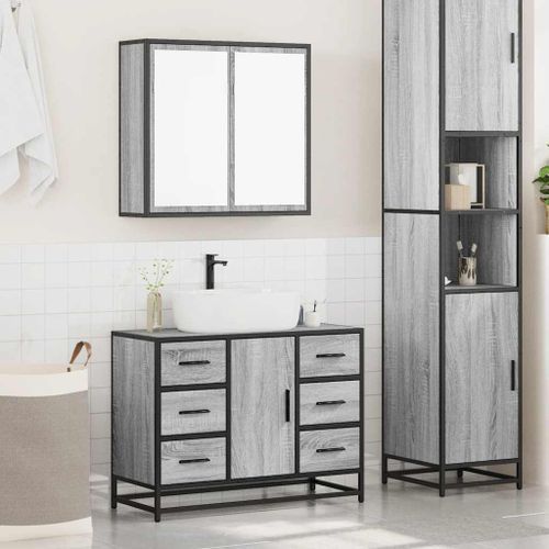 Ensemble de meubles de salle de bain 2 pcs Sonoma gris - Photo n°3; ?>